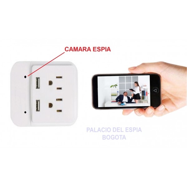 Multitoma de pared USB Cámara Espía